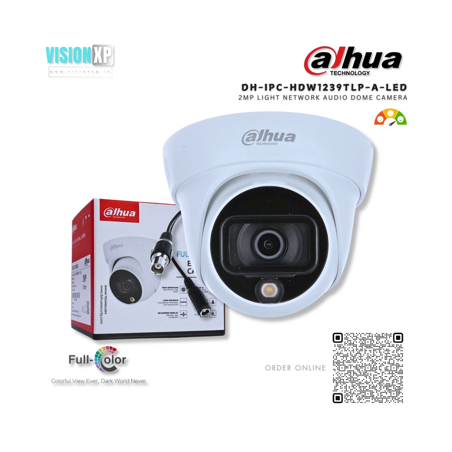 Dahua DH-HAC-HDW1239TLP-A-LED HDCVI 2MP Full Colour Starlight Dome Camera Dahua DH-HAC-HDW1239TLP-A-LED HDCVI 2MP Full Colour Starlight Dome Camera